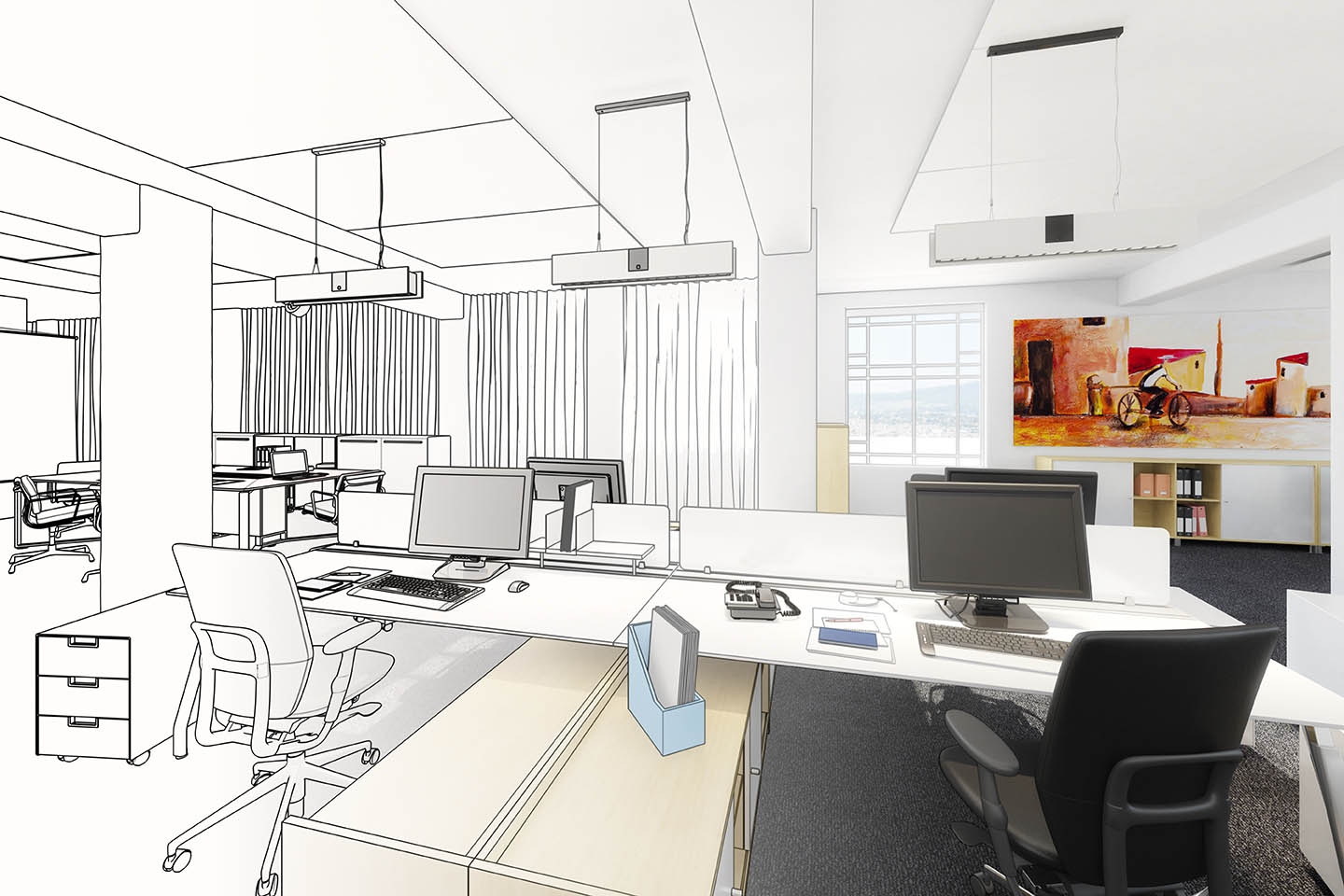 Office design from sketch to execution